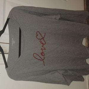 Cold Water creek 3x 100% cotton long sleeve Love beaded on shirt